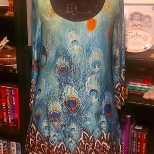 Beautiful "from the heart" peacock dress sz L